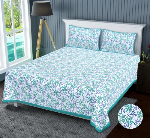 Modern Sanctuary Ashley Printed 200TC 100% Cotton Blue Bed Sheet